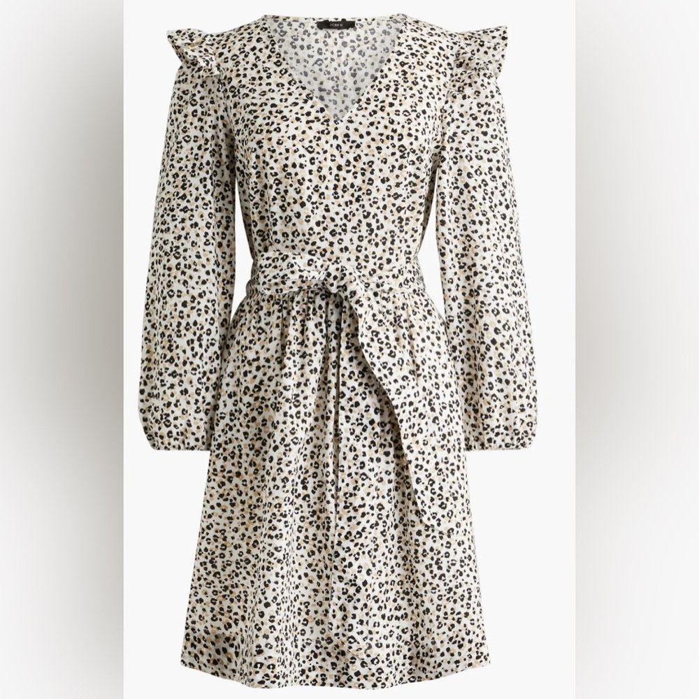 J CREW leopard print midi dress, women’s size xs, fully lined, black white & tan